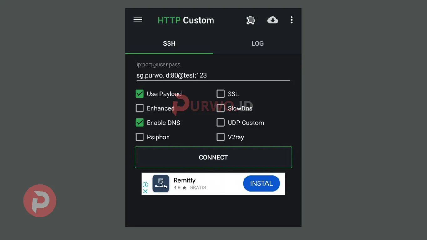 mengisi akun ssh http custom